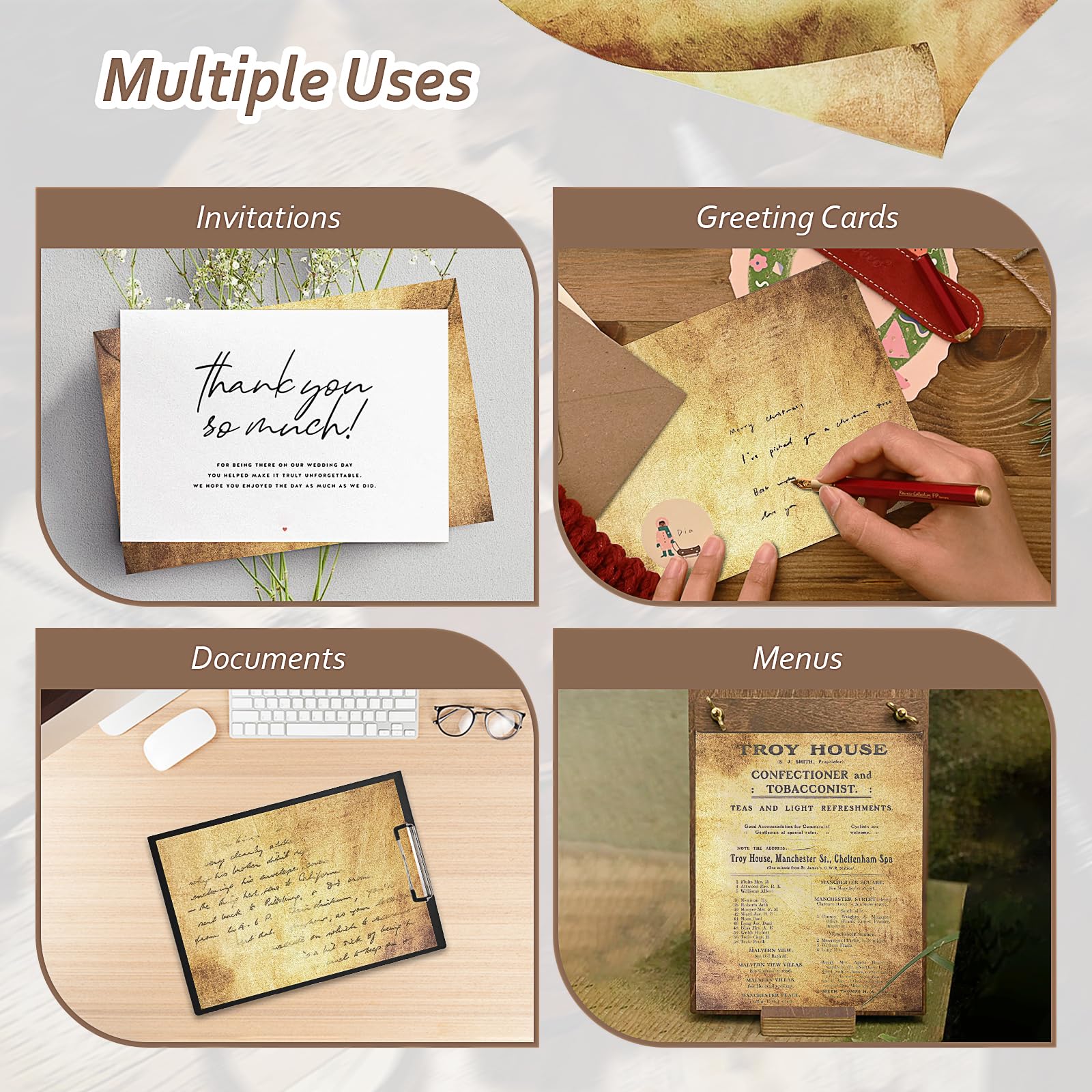 Carta Kraft Antica Vintage Old Paper 50 fogli A4 Doppia Faccia per Scrivere Stampare Invito