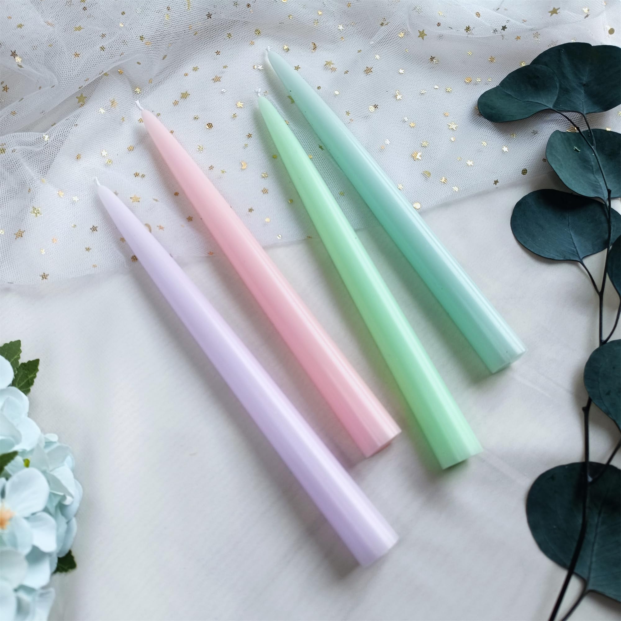 Gedengni Summer Taper Candles, 10 Inch Pink Rainbow Candlesticks, Pastel Sticks for Home Dinner Wedding Party Women Gift, Pack of 4 (19D4P-LIGMIX)