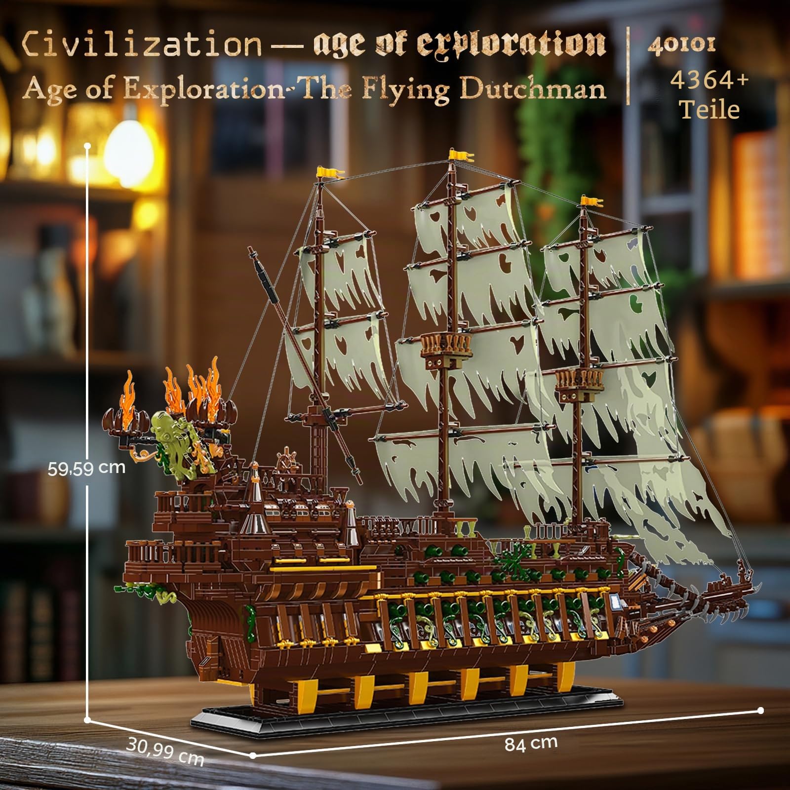 JMBricklayer Piratenschiff Bausteine 40101, Flying Dutchman Piratenschiff Klemmbausteine, Segelschiff Modellbausatz, Schiff Spielzeug Geschenke für Erwachsene und Jugen