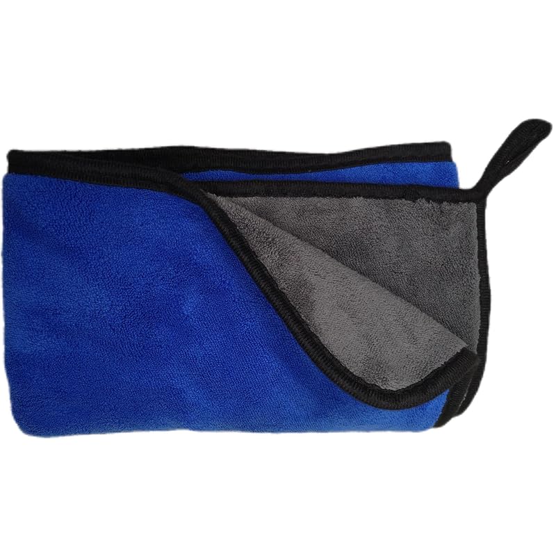 Toalha de Secagem Automotiva de Microfibra SOFTBATFY 91,4 x 61 cm, 800 GSM, Dupla Face, Cinza-Azul, 1 unidade