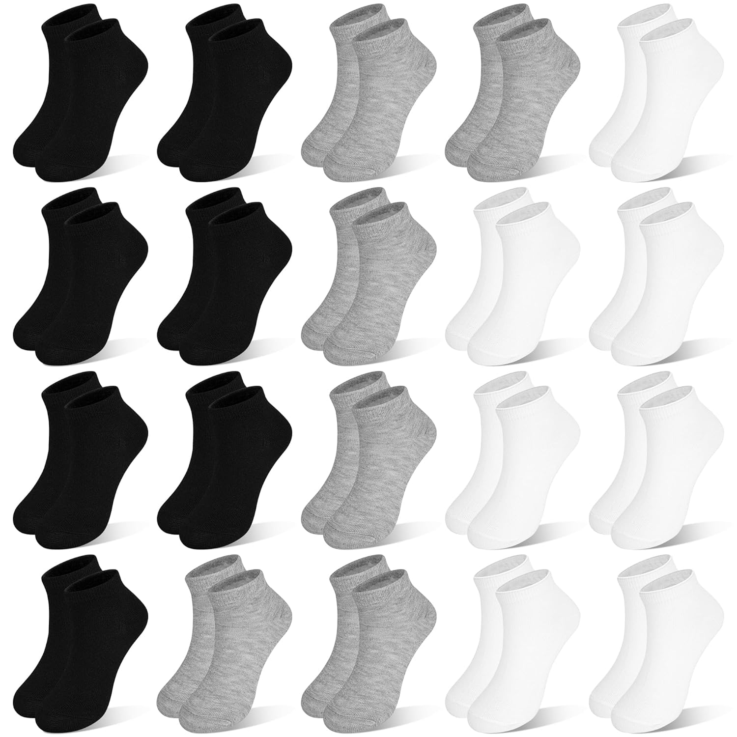 Kids Socks 20 Pairs Ankle Low Cut Short Athletic Socks for Boys Girls Toddler 1-13 Years