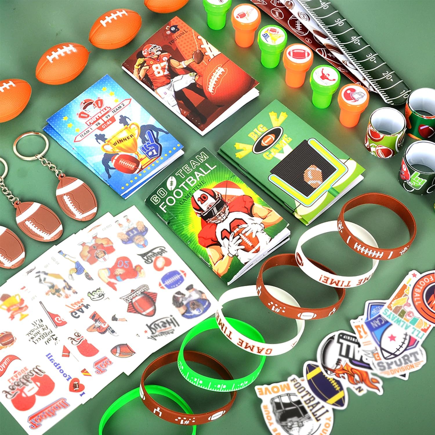 KISPATTI Football Party Favors, 158PCS Football Themed Birthday Party Favors with Silicone Bracelets Keychain Notebooks and Mini Footballs, Goodie Bags Stuffers Football Gift Bags Party Supplies - Image 3