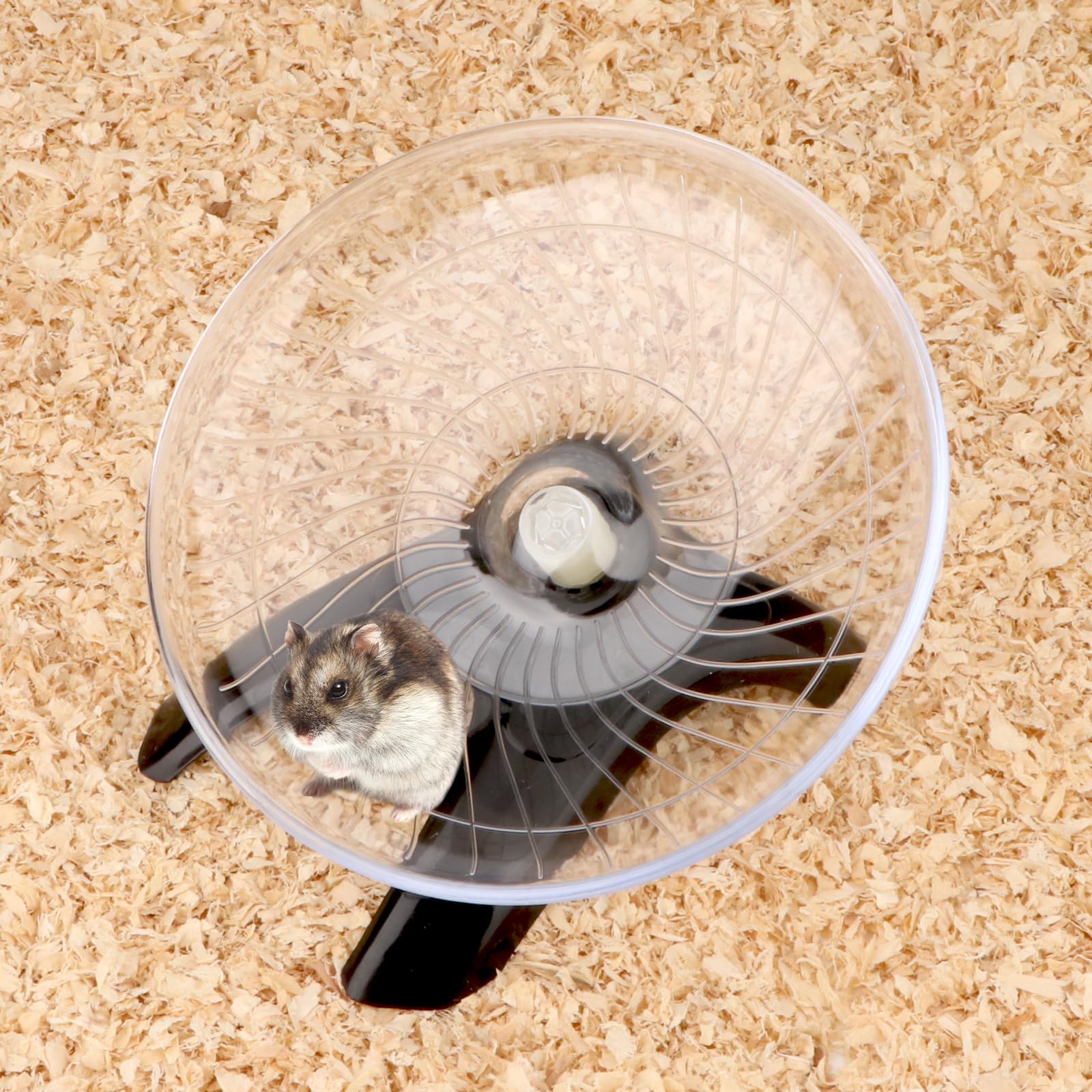 Reshiho Hamster Wheel Silent Hamster Exercise Wheel Running Spinner Hamster Flying Saucer for Hamsters Gerbils Mice and Other Small Pets (Black) - image 4