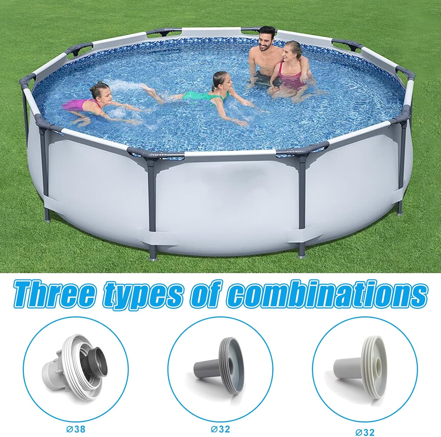 Different connection types for pool nozzles