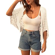 GRACE KARIN Summer Cropped Cardigan for Women 2026 Batwing Sleeve Crochet Bolero Shrug Sweaters Lightweight Beach Boho Kimono