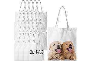 20 Poly-Sublimation Tote Bags Blanks, 20 DIY Polyester Grocery Bags to Decorate, Painting, Crafting