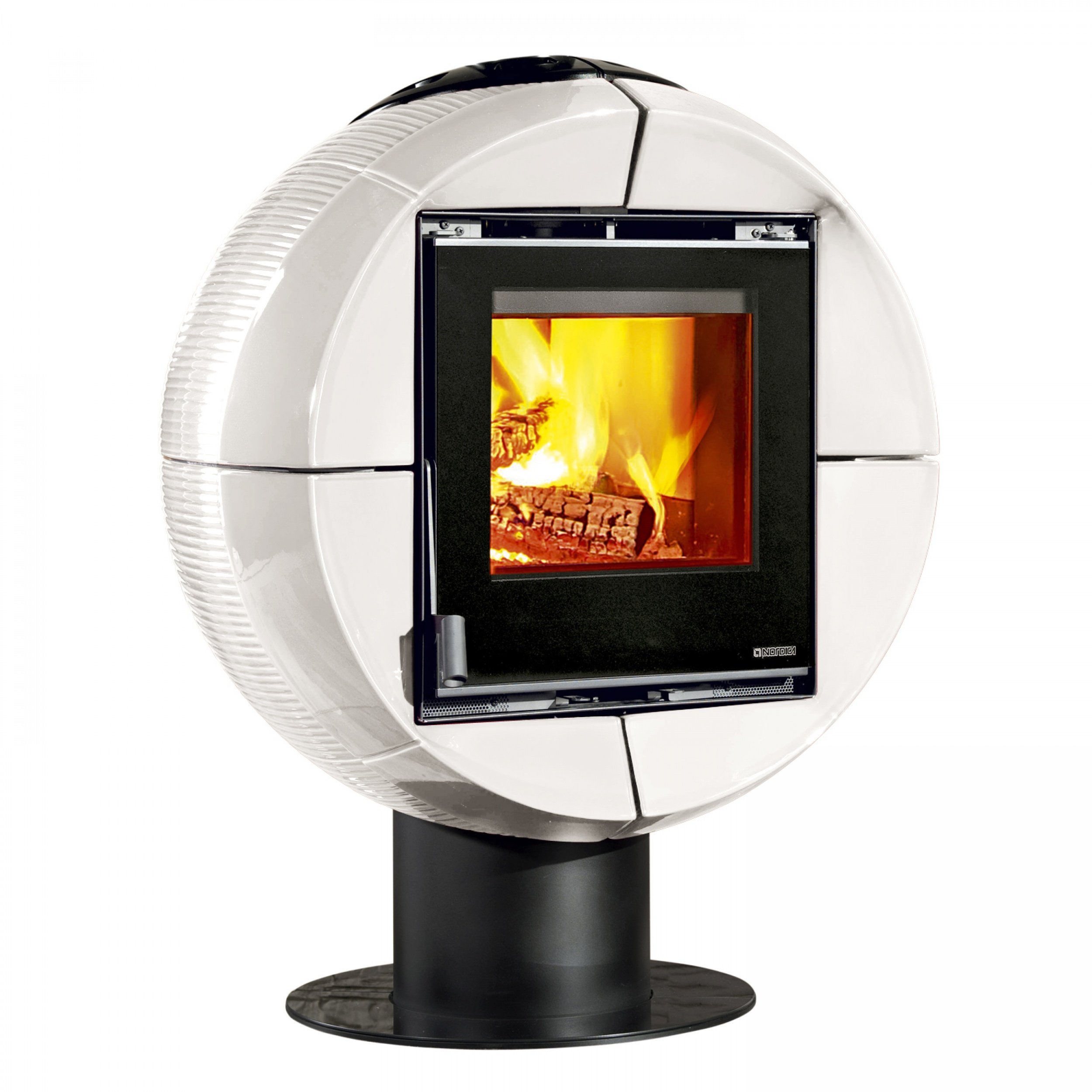 La Nordica - Stufa a Legna Fireball Finitura Maiolica Bianco Infinity da 89,2cm
