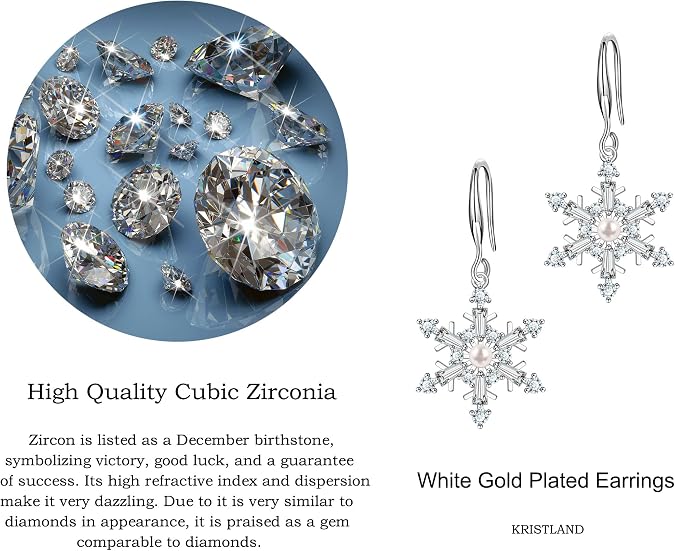 Ciondoli a forma di fiocco di neve placcati in oro 24 carati con zirconia cubica trasparente, 2 pezzi in una confezione - Italia