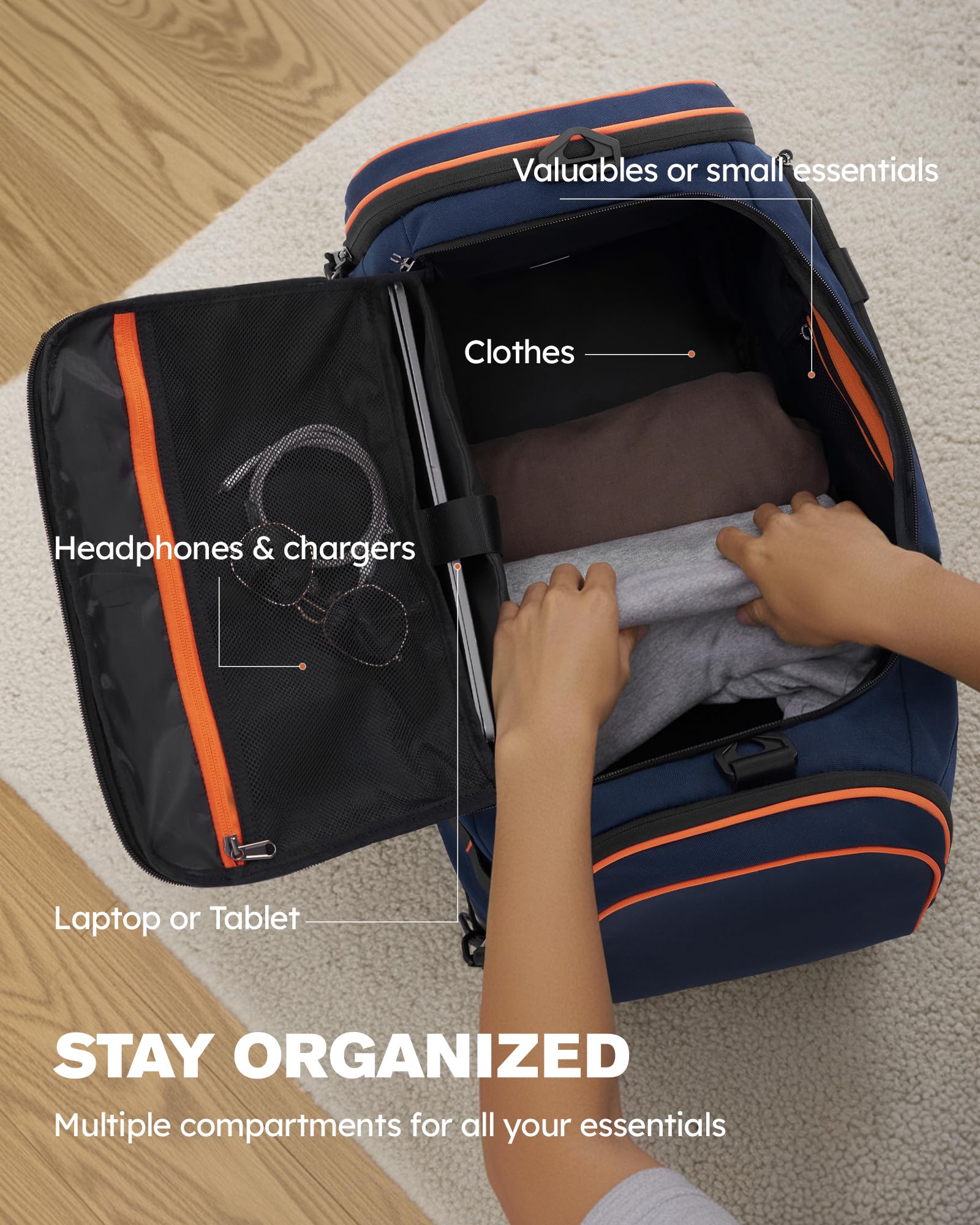 Tolaccea Sac de Sport Homme 47L avec Compartiments Chaussures et Humide | Oxford RPET déperlant | Sac Duffel convertible 3-en-1 | Compartiment chaussures & humide | Laptop 15,6" | Porte-bouteille
