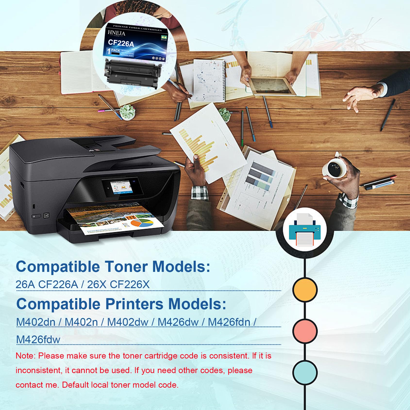 Cartouche Toner 26A, Cartouches Toner Noir CF226A Compatibles pour HP M402n M402dn M402dw M426dw M426fdn M426fdw Imprimantes,Black-3 Pack