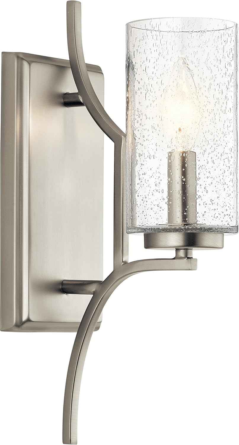 Exclusive Discount 70% Price Kichler Lighting 44070NI One Light Wall Sconce from The Vara Collection, Brushed Nickel