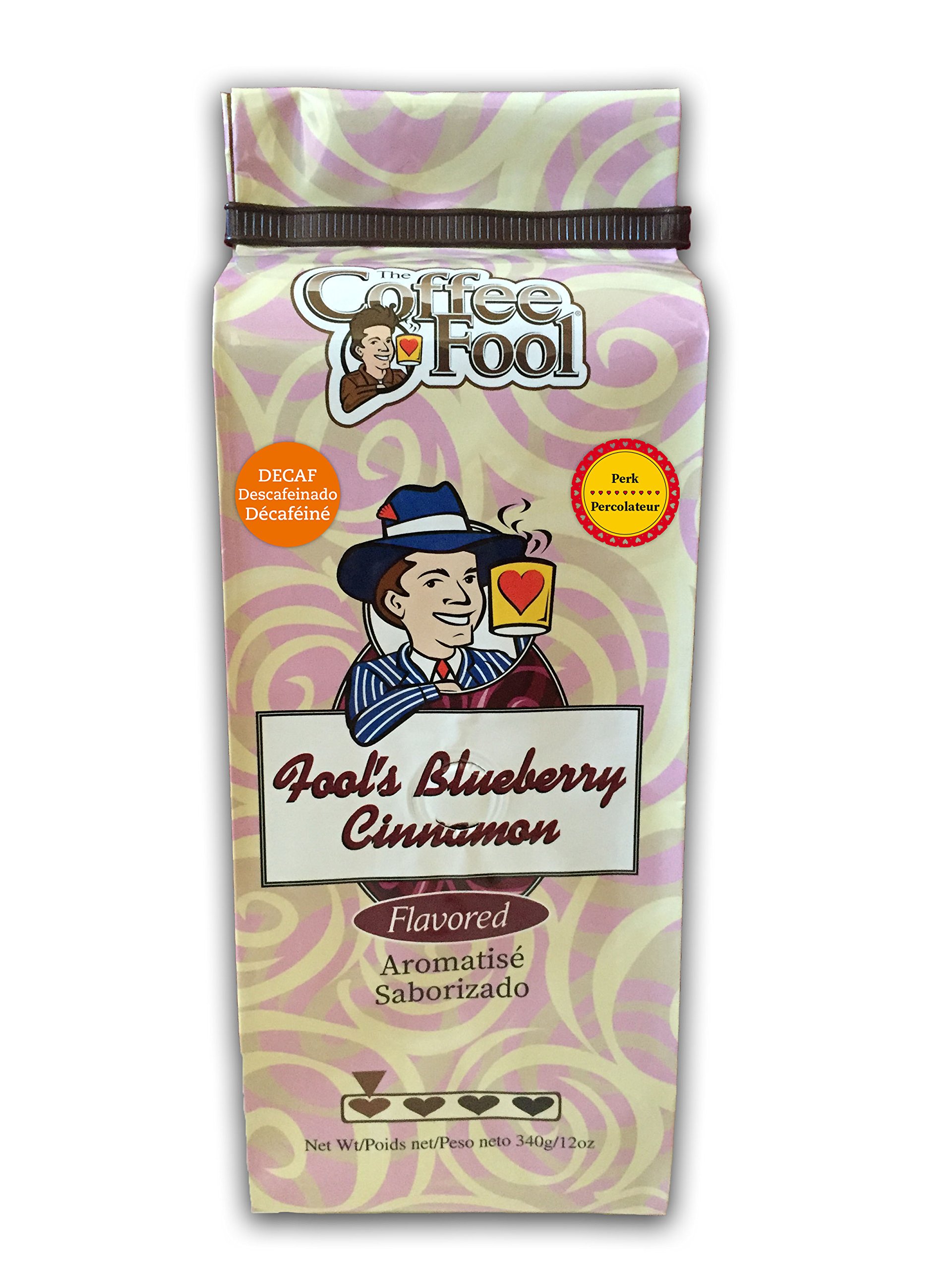 The Coffee Fool Perk Grind, Fool's Decaf Blueberry Cinnamon, 12 Ounce