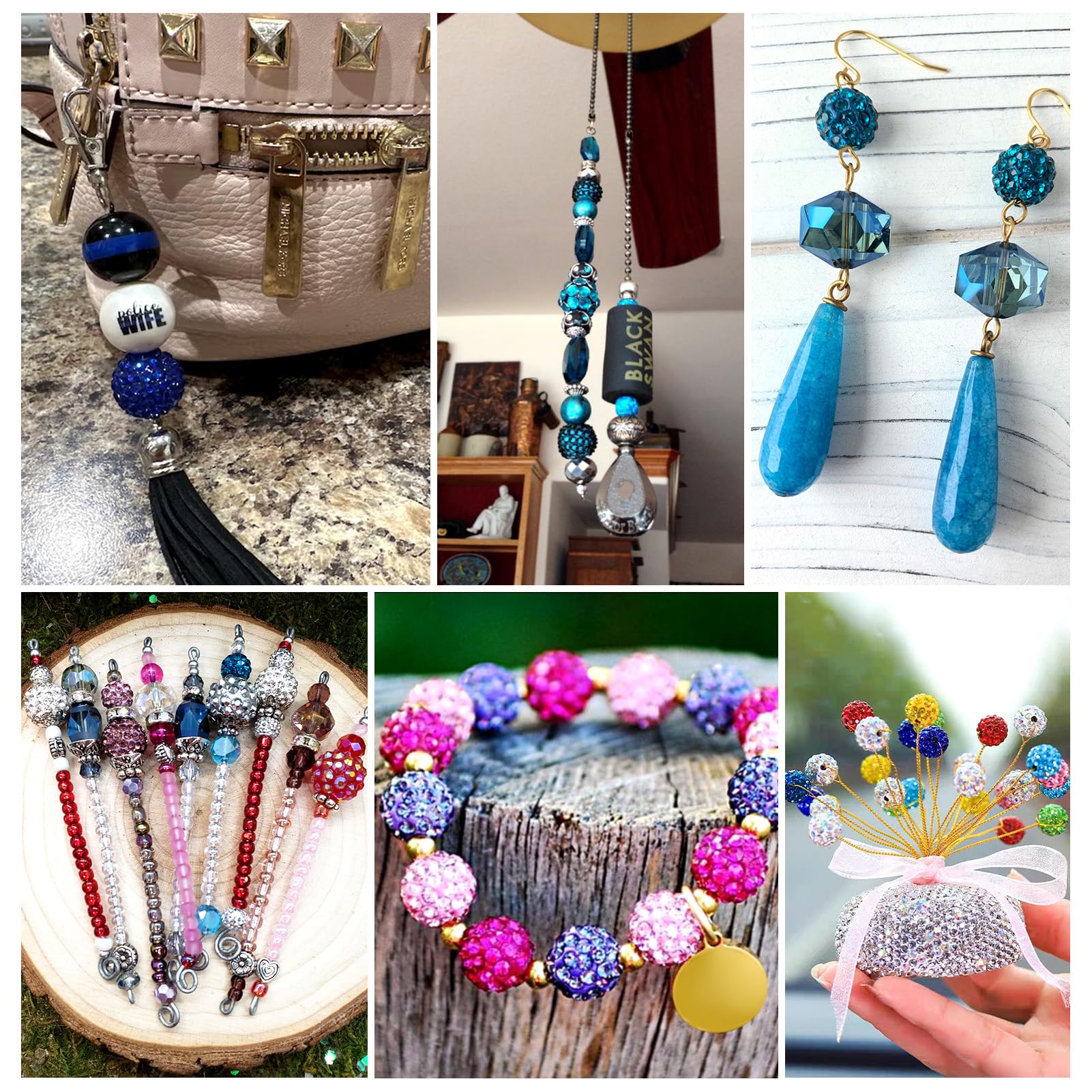 10mm Rhinestone Disco Ball Beads - 100 Pcs Sparkly Crystal Clay Beads For DIY Jewelry Making