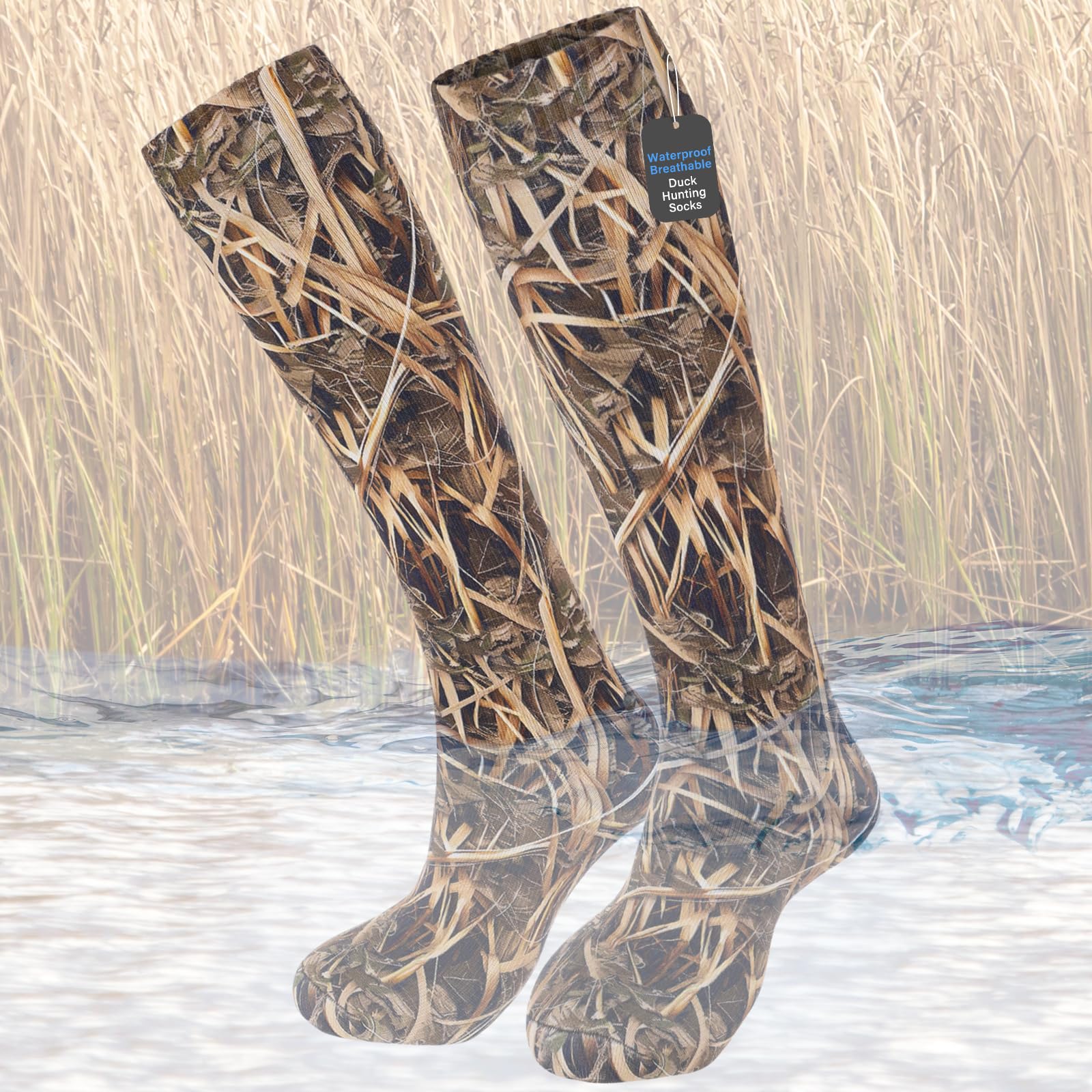 Cutecrop Men Waterproof Duck Hunting Gear Wader Sock Breathable Waterfowl Fishing Knee-high for Outdoor Winter Duck Hunting
