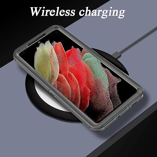 Miniatura 6 de YmhxcY Funda para Galaxy S21 Ultra con funda duradera de 3 capas a prueba de caídasa prueba de golpes, funda de goma sólida para Samsung Galaxy S21