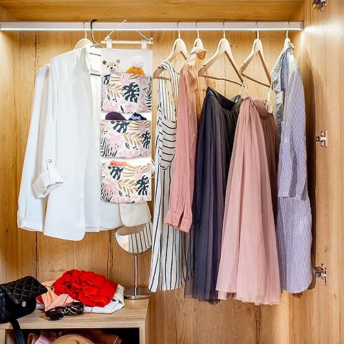 Miniatura 7 de Paquete de 3 bolsas de almacenamiento para colgar en la pared, organizador colgante de armario tropical sobre la puerta, con 3 bolsillos, bolsillo