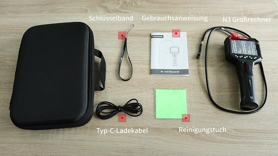 Bild 6 - Ralcam Endoskopkamera mit Licht Endoscope Camera - Endoskop 6,2mm Inspektionskamera 3,5" HD 720P Rohrkamera, Kameras mit 6 LED, IP67 Wasserdicht 1M Halbsteifes Kabel Teleskopkamera Kfz Werkzeug