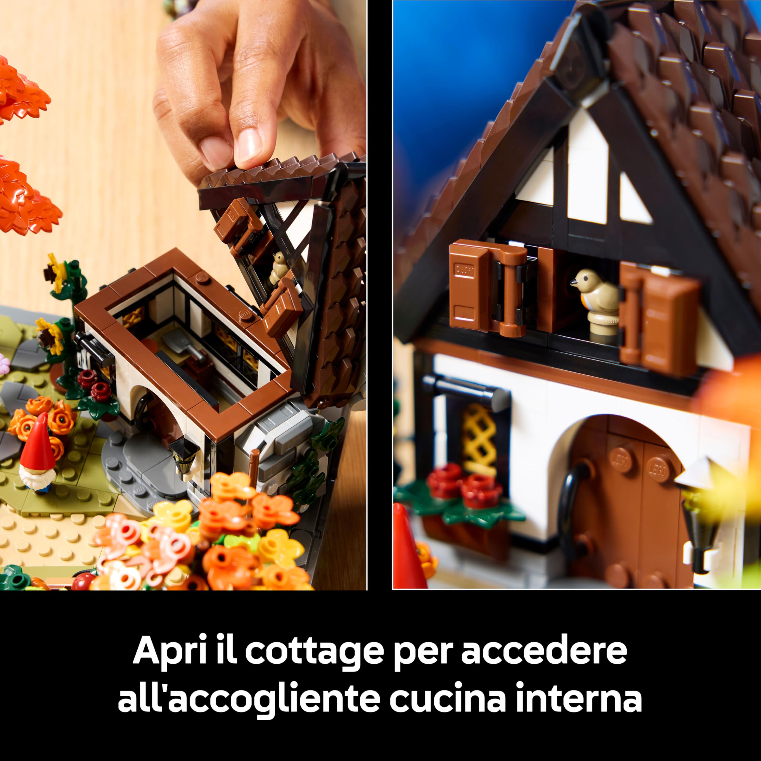 LEGO Icons Giardino Autunnale del Cottage - Costruzione per Adulti - Kit di Modellismo da Esposizione con Casa, 4 Alberi, Animali e Fiori - Decorazione Camera da Letto Fai da Te - Idea Regalo - 11372