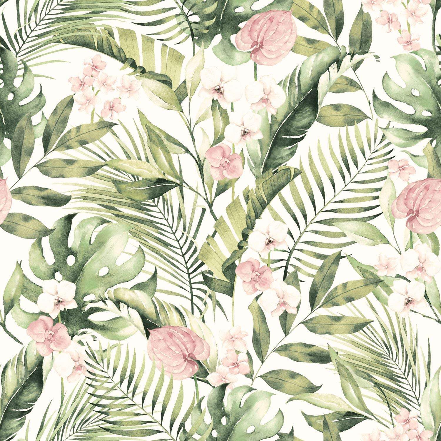 Arthouse | Tropical Floral Pink & Green Wallpaper | Stunning Botanical Design | Dramatic Feature Wall | Bedroom & Living Room Interior | Easy Paste The Paper Method | 1005 x 53cm — image 1