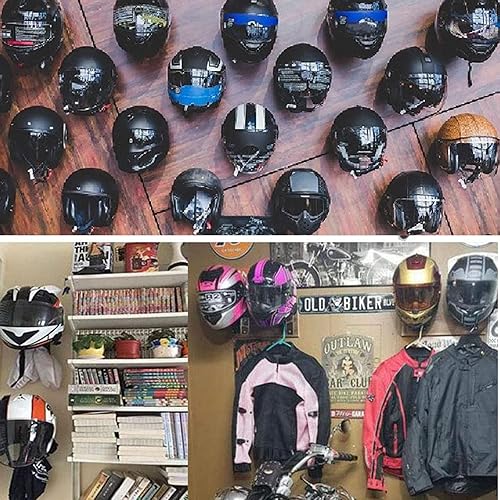 Miniatura 3 de Soporte para casco de motocicleta, paquete de 2 accesorios para motocicleta de montaje en pared, soporte de casco de metal para montar en la pared