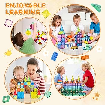 Amazon.com: Paaxido Magnetic Tiles, 130PCS Magnetic Blocks Set