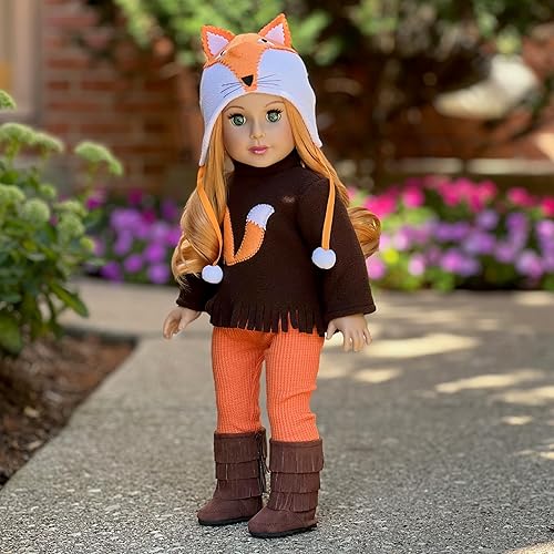 Miniatura 4 de Foxy - Ropa para muñecas de 18 pulgadas, traje de 4 piezas, sombrero, blusa, leggings y botas. (Doll no incluido)