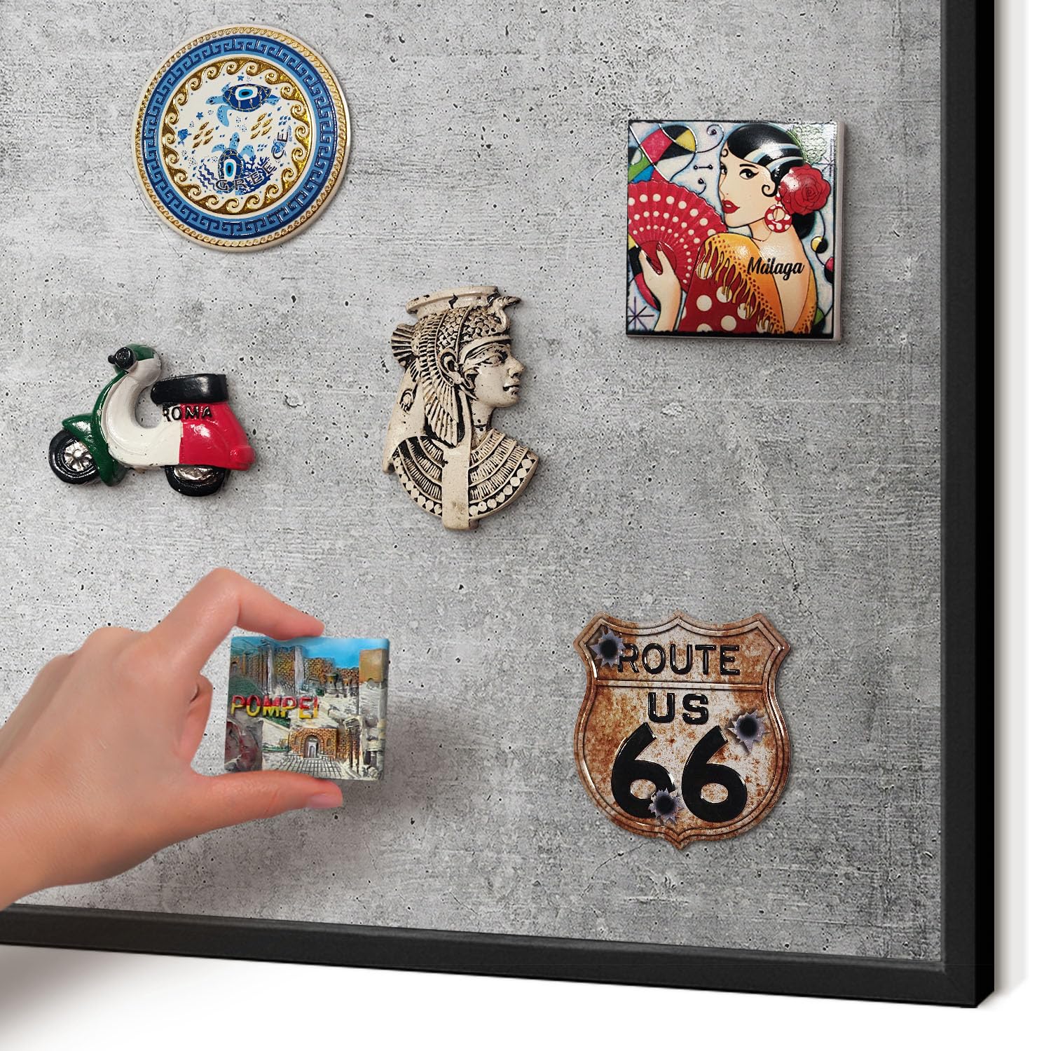 Panel Magnético Informativo 60x40 cm | Marco Negro | Patrón De Hormigón | Montaje Fácil | Pizarra de Pared | Para Restaurante y Bar | Expositor para Menú, Ofertas del Día