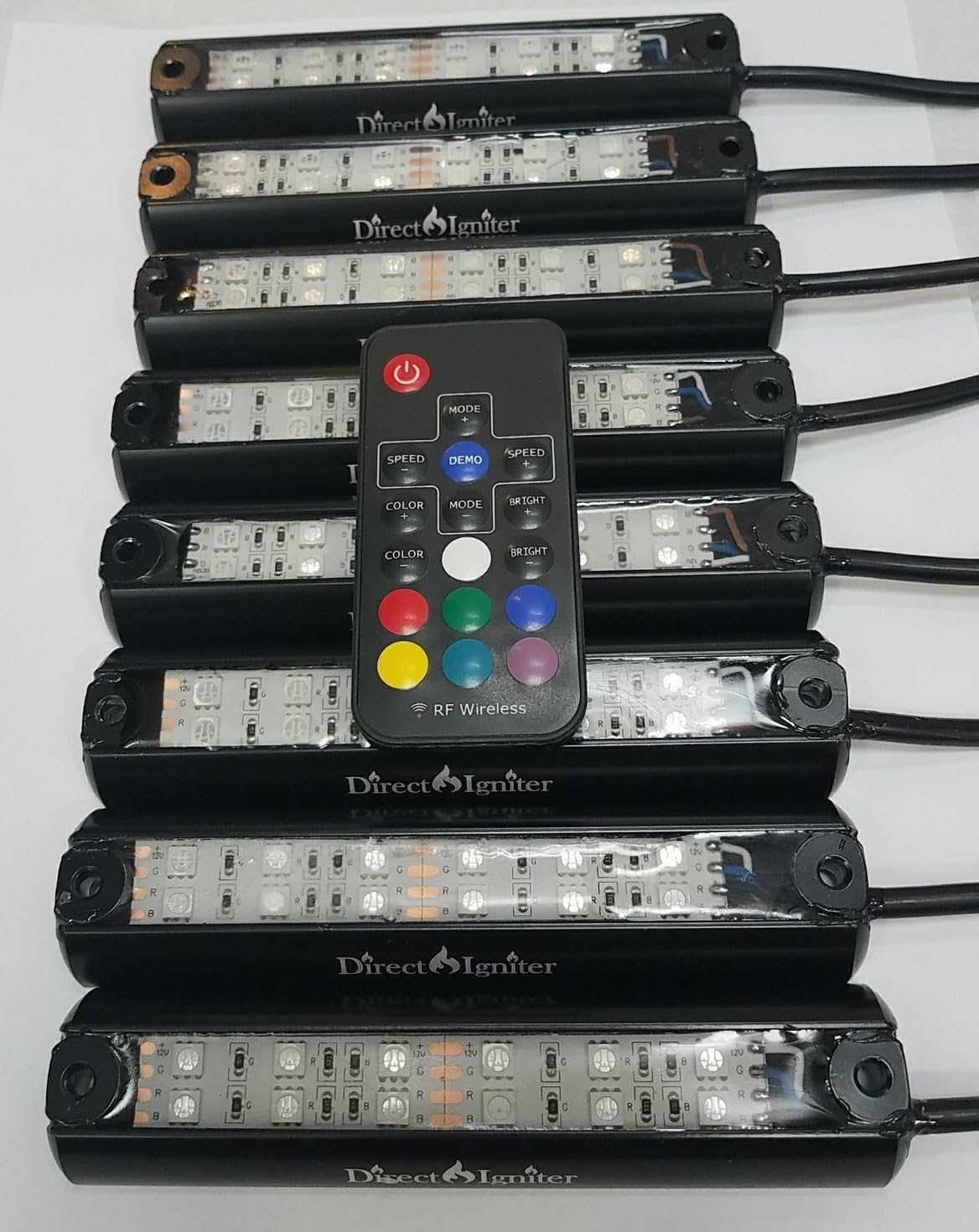 DIRECT IGNITER Pair Wrapped RGBW Whips + SYNCED 8 POD Rock