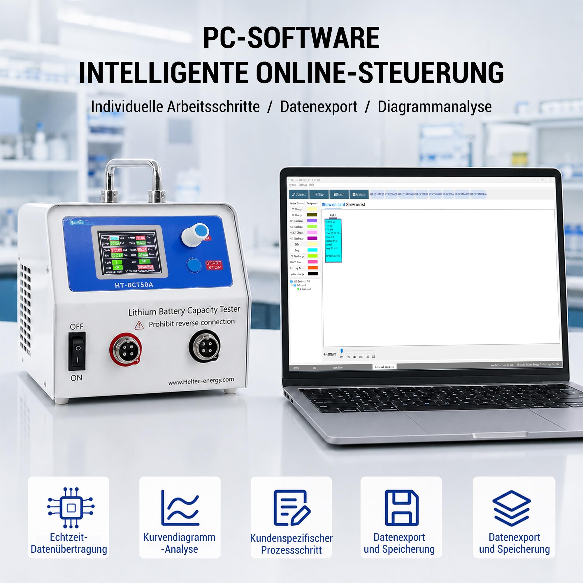 Heltec 4 kanały 0,3-5 V 0,5-50 A Tester pojemności/obciążenia akumulatora/monitor do akumulatorów Li-ion/18650/LTP/LiFePO4 elektronarzędzia