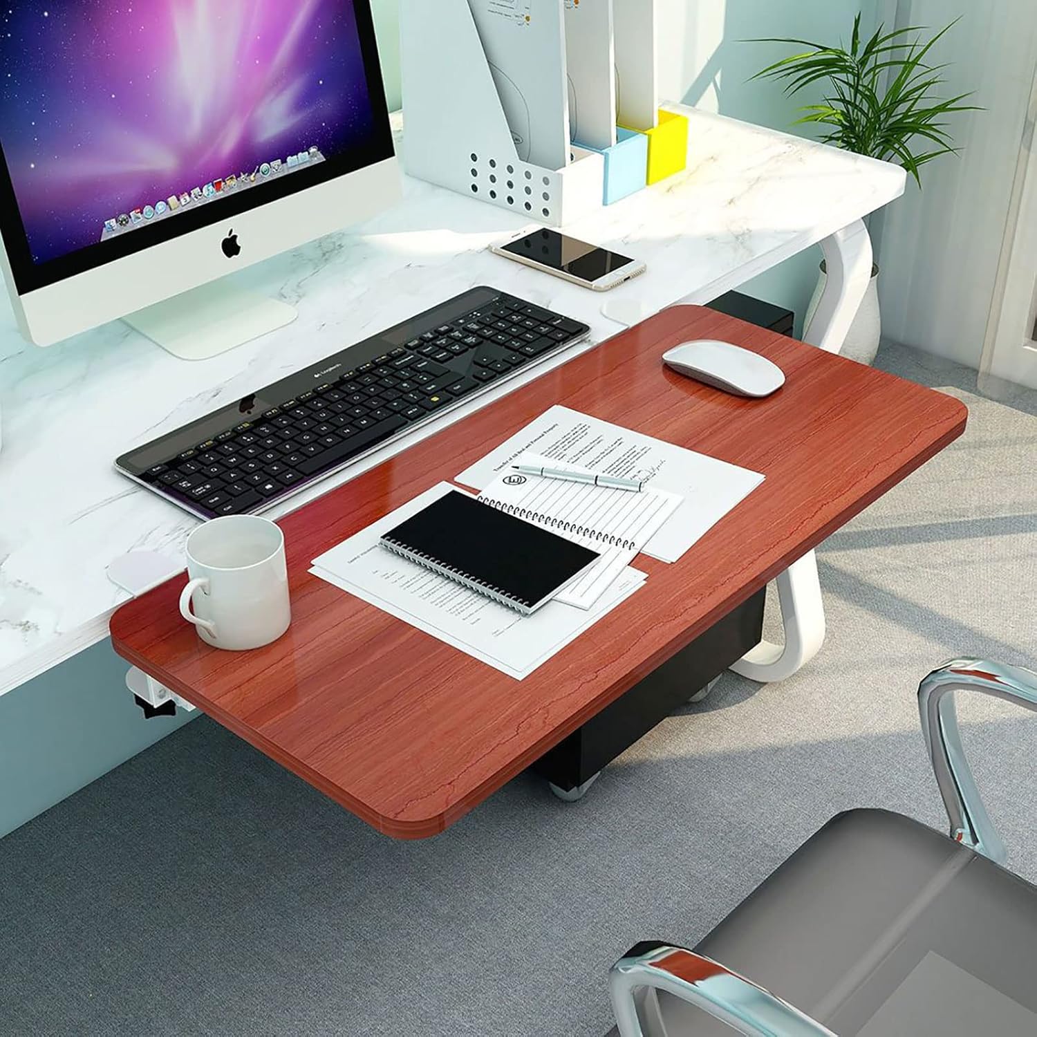 Ergonomics Desk Extender Tray, Suitable for Office.Foldable, PunchFree Clamp on