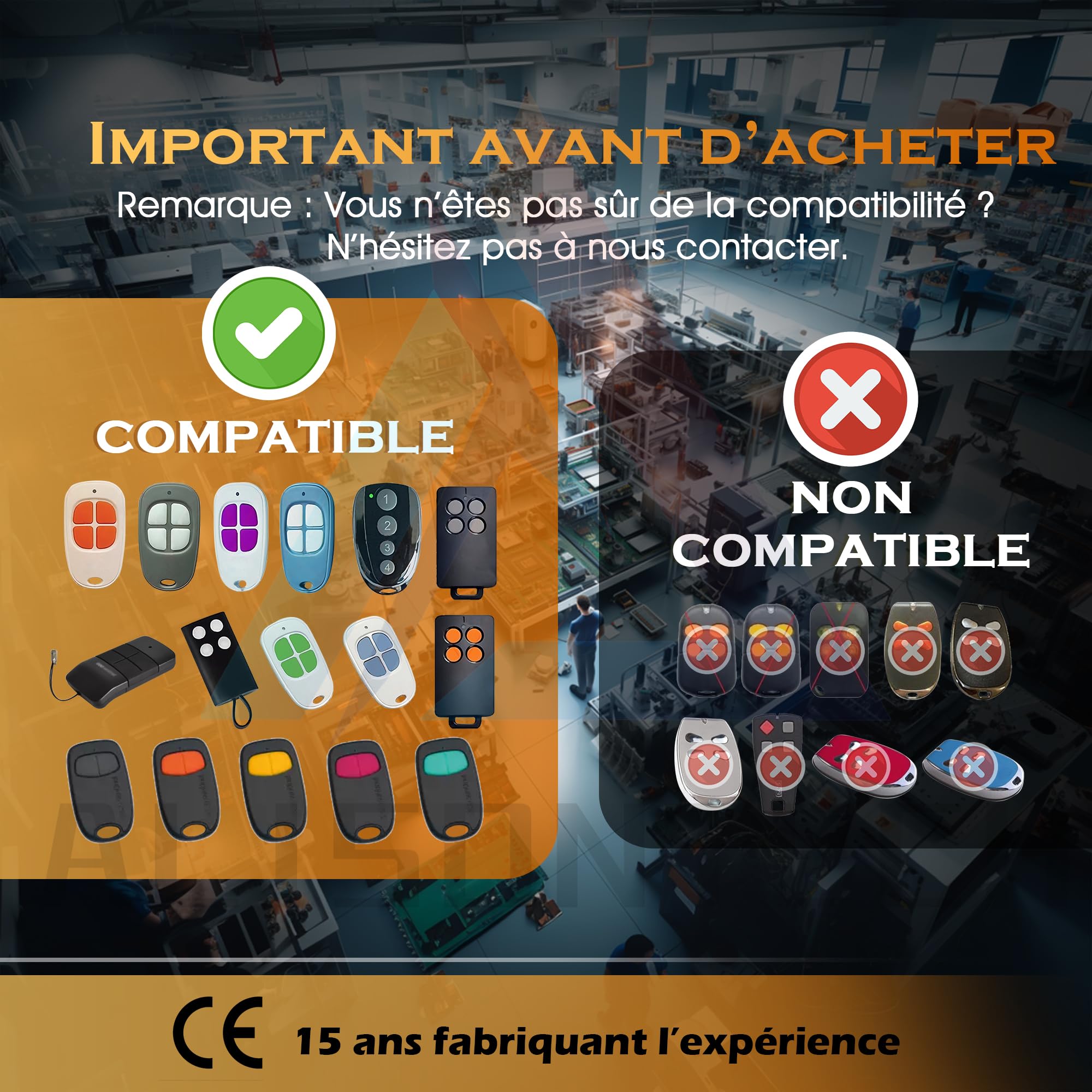 2 x AAM0121 AAM0135 AAM0133 Télécommande SCS Motorisation Portail Portes de Garage 4-Canaux 433,92MHz Garantie de 3 Ans