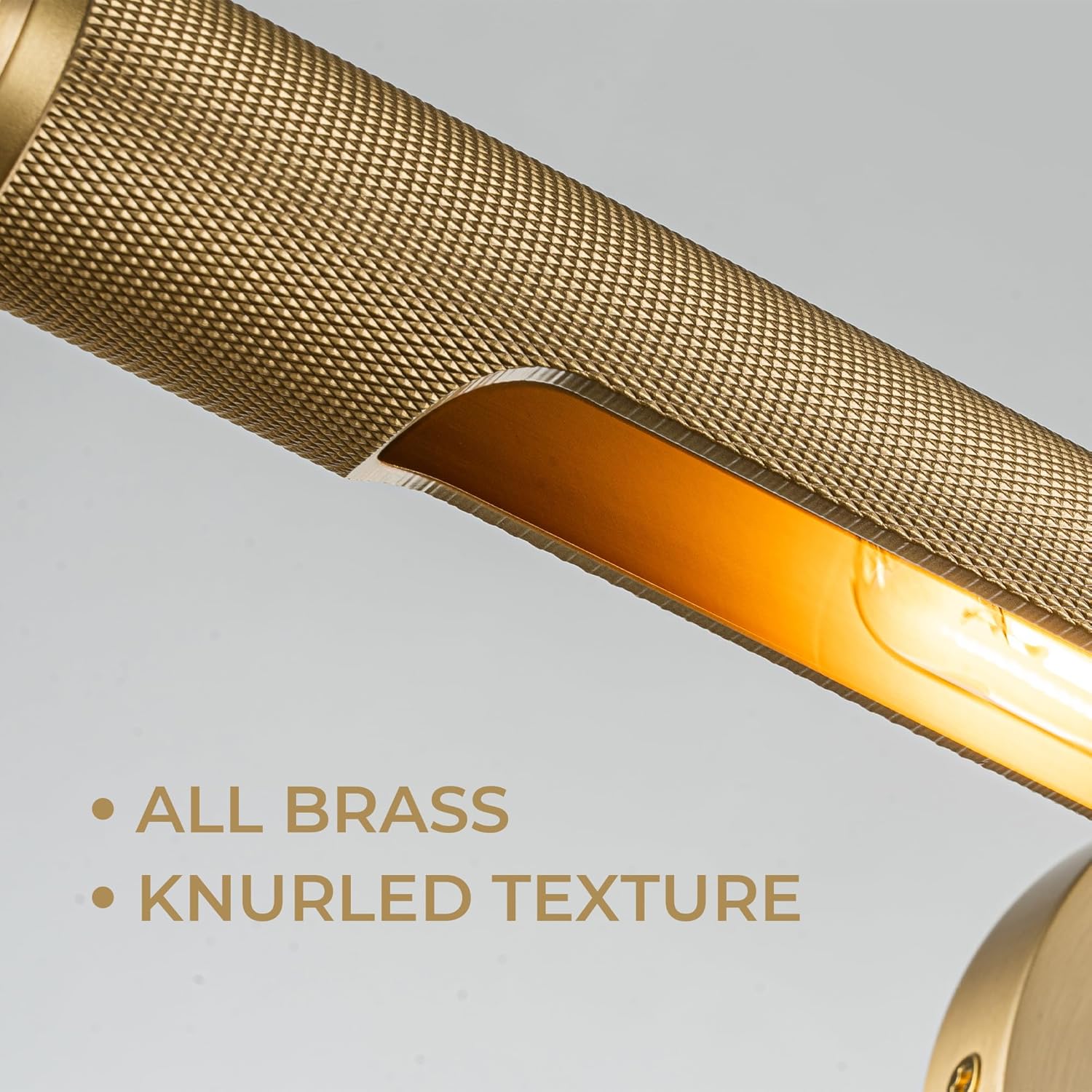 Picture Lights for Wall,24in Knurled Brass Artwork Display Lamp,Rotatable 360°Gold Art Light Hardwired Connection for Pictures Frame,Painting Wall Lights,Bathroom Wall Sconce E12 Base No Bulbs