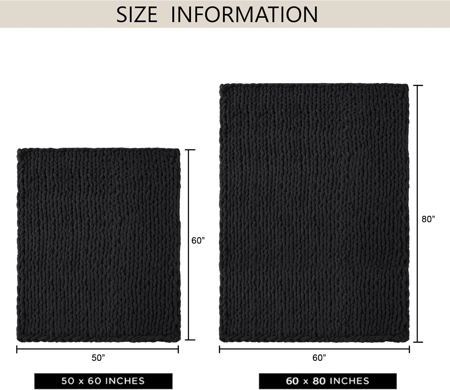 Chunky Knit Throw Blanket 50"X 60", 100% Handmade with Soft Chenille Yarn, 4.4lbs Thick Cable Knitted Blankets, Large Rope Knot Crochet Throws for Couch Sofa Bed Home Decor, Black - Image 9