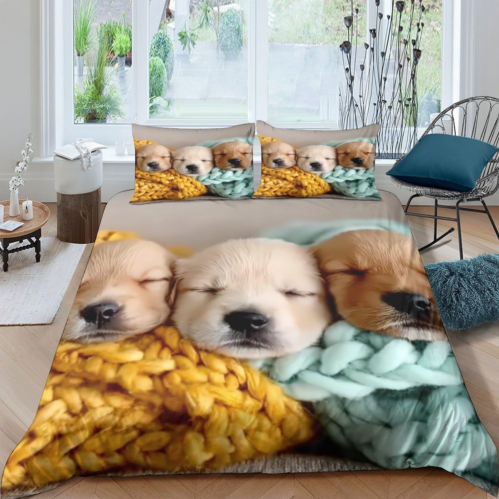 Ctjqhvkz Style-1 3D Printed Cute Puppy Fitted Sheet Microfiber Soft Breathable Cozy Blanket Bed Cover For Bedroom Dorm Decor Protection Single（135X200cm）
