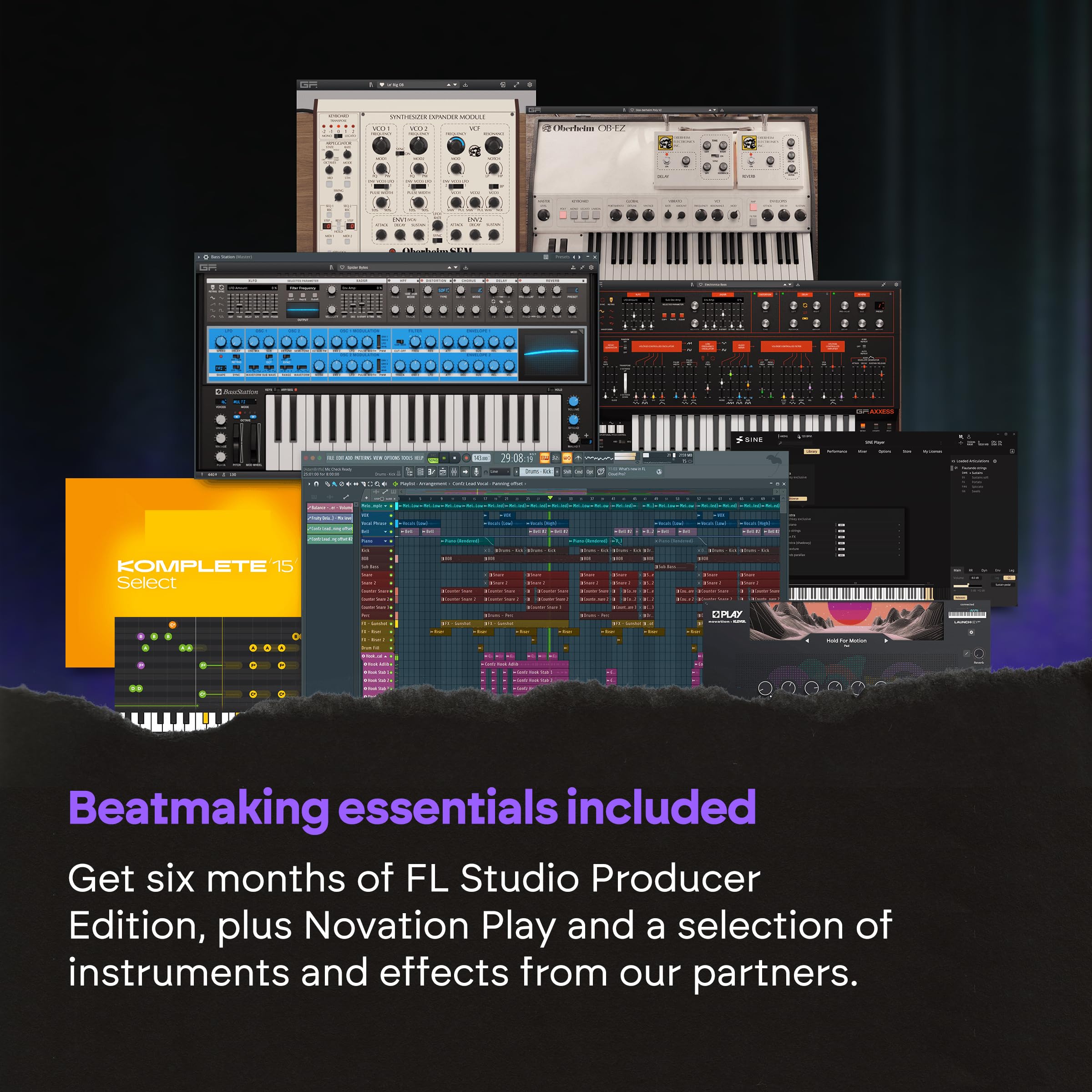Novation FLkey 2 49 — clavier USB MIDI semi-lesté pour FL Studio. Créez des beats avec des molettes de pitchbend et de modulation, 16 pads rythmiques, un arpégiateur et 6 mois d’abonnement à FL Studio