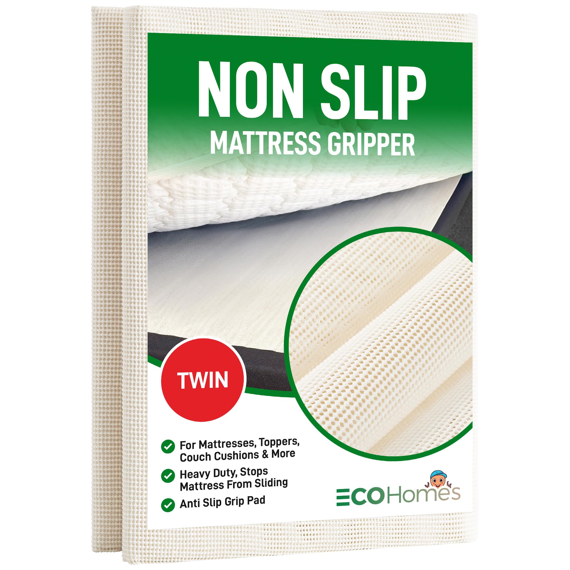 ECOHomes Non Slip Mattress Gripper Pad Stop Mattress, Keep Topper from Sliding - Anti Slip Grip Pads Holder Stop Couch Cushion, Sofa Cushions, Patio & Furniture to Prevent Sliding (Twin/Twin XL)