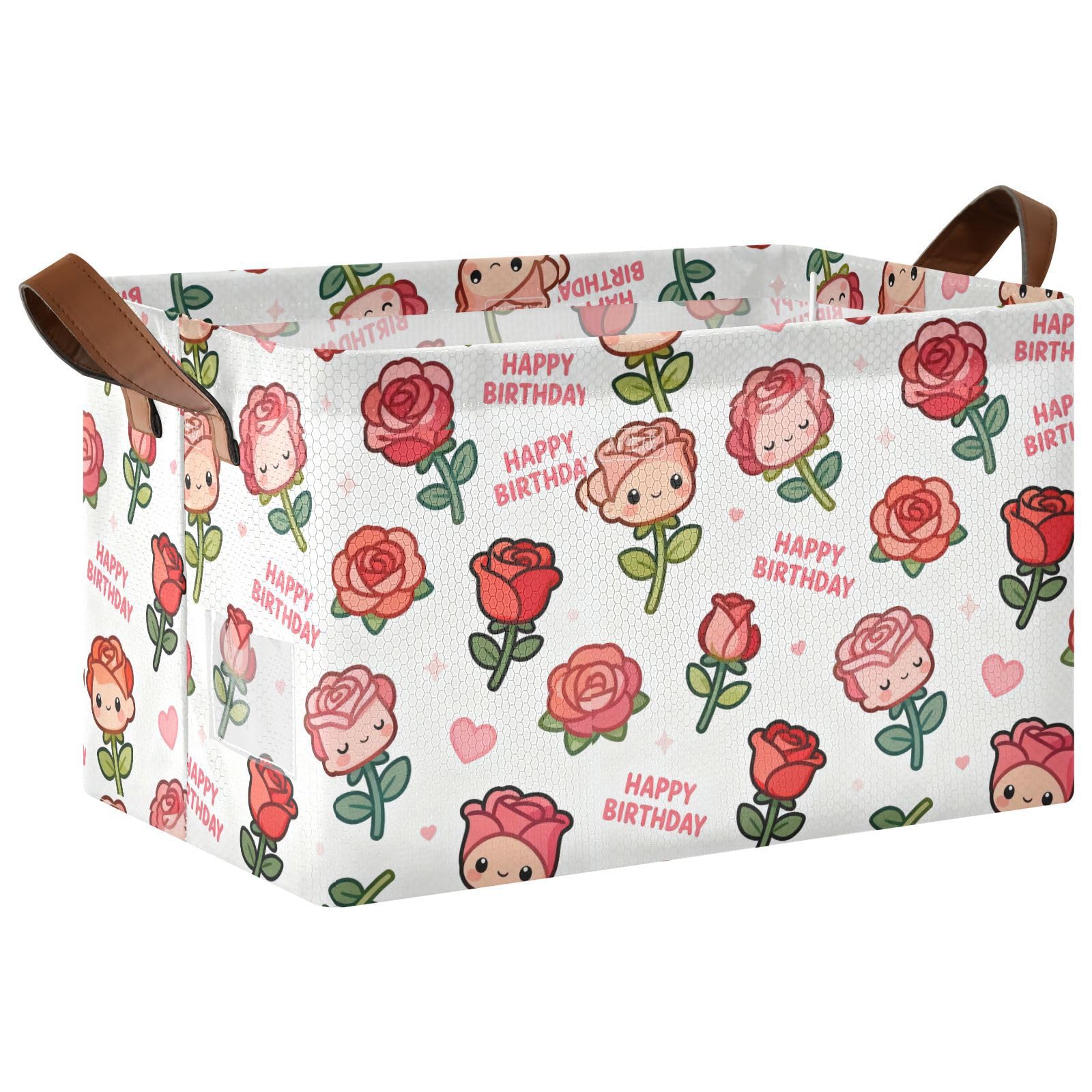 Boîte de rangement pliable rose avec poignées pour vêtements et placards de chambre