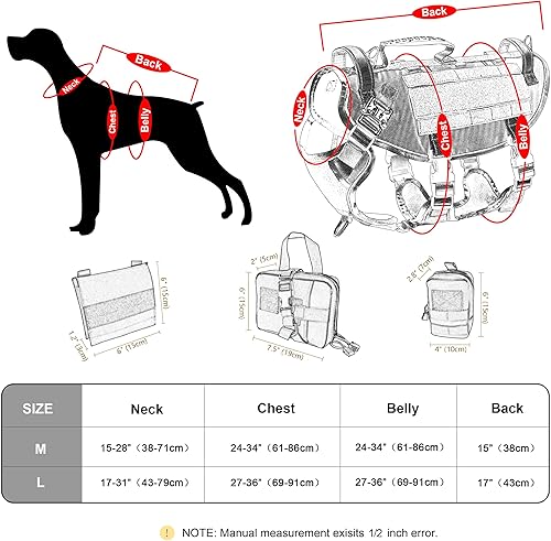 Miniatura 8 de PET ARTIST Arnés táctico para perro, para entrenamiento de senderismo, arnés de chaleco antitirones para perros medianos y grandes, con bolsas y