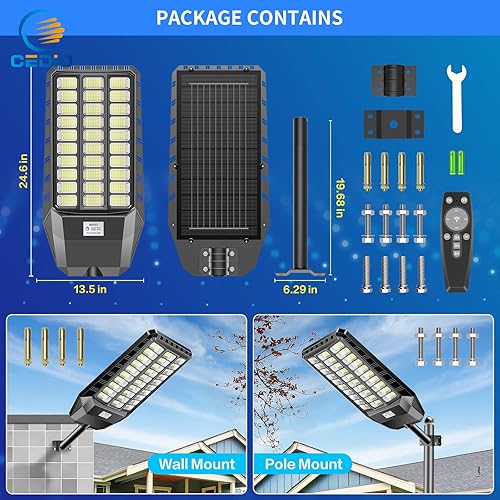 Miniatura 7 de CEDIO Luces solares para exteriores, luces solares IP66, impermeables, luz de calle LED, del anochecer al amanecer, luz de inundación con sensor de