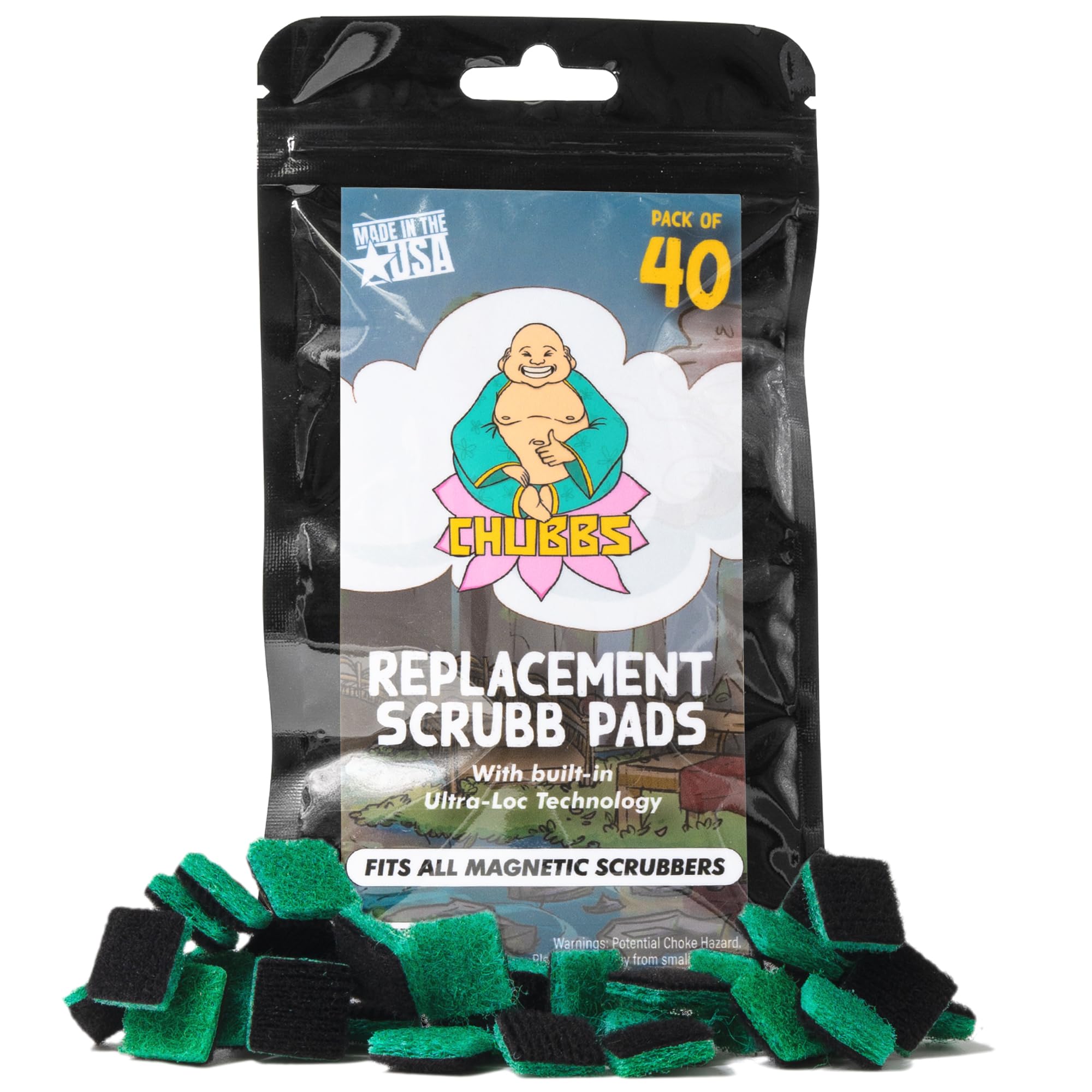 Chubbs Replacement Scrubb Pads Scrubb Magnetic Glass Cleaner (Pack of 40) - Removes Tough Stains From Glass and Attaches To Any Magnet Glass Cleaner/Compatible With All Magnetic Cleaner
