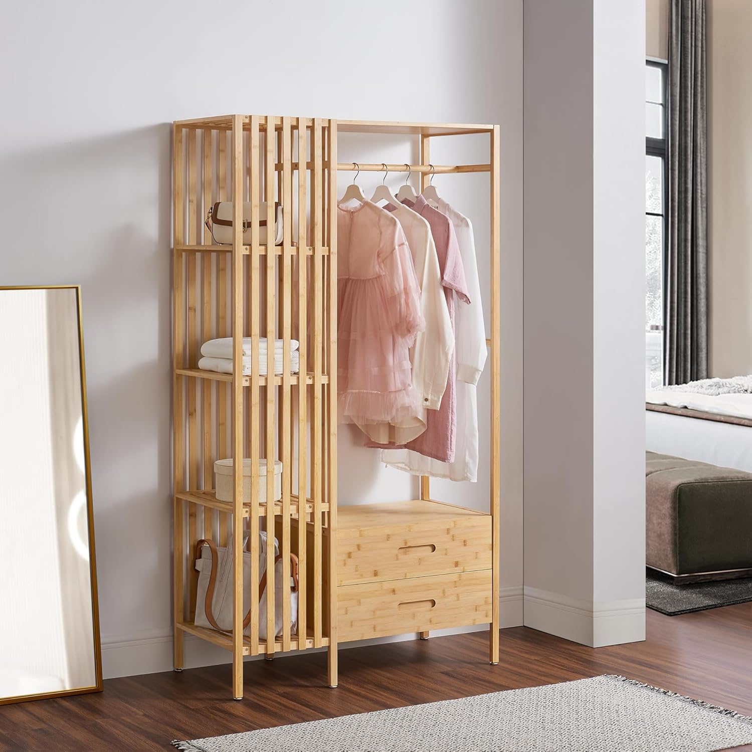 En.casa Garderobenständer Sandviken - 166cm Metall-Kleiderständer, Weiß