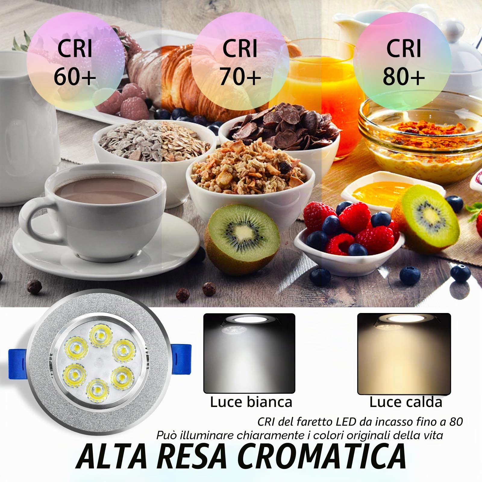 LARS360 Set di 20 faretti LED da soffitto da 3 W, in alluminio, per bagno, cucina, soggiorno e camera, bianco freddo