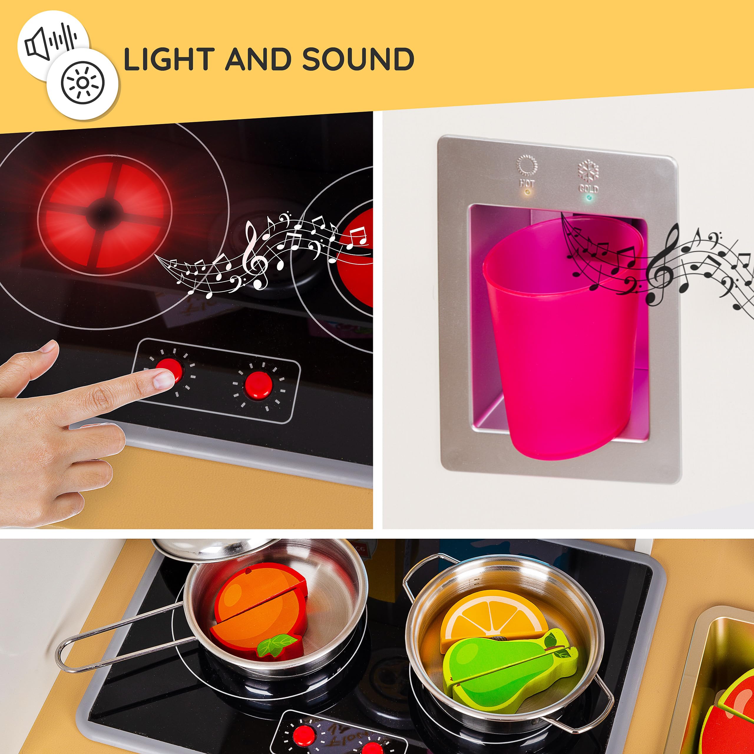 Green series Kinderplay Cucina Giocattolo per Bambini, in Legno, (Bianco)