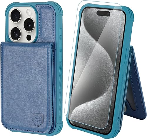 VANAVAGY Compatible for iPhone 15 Pro Wallet Case for Women Men with RFID Blocki