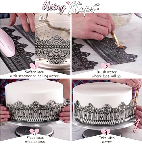 Miniatura 6 de Juego de 10 piezas de 10 piezas grandes prefabricadas listas para usar comestible para tartas de encaje y hojas rojas de 14 pulgadas