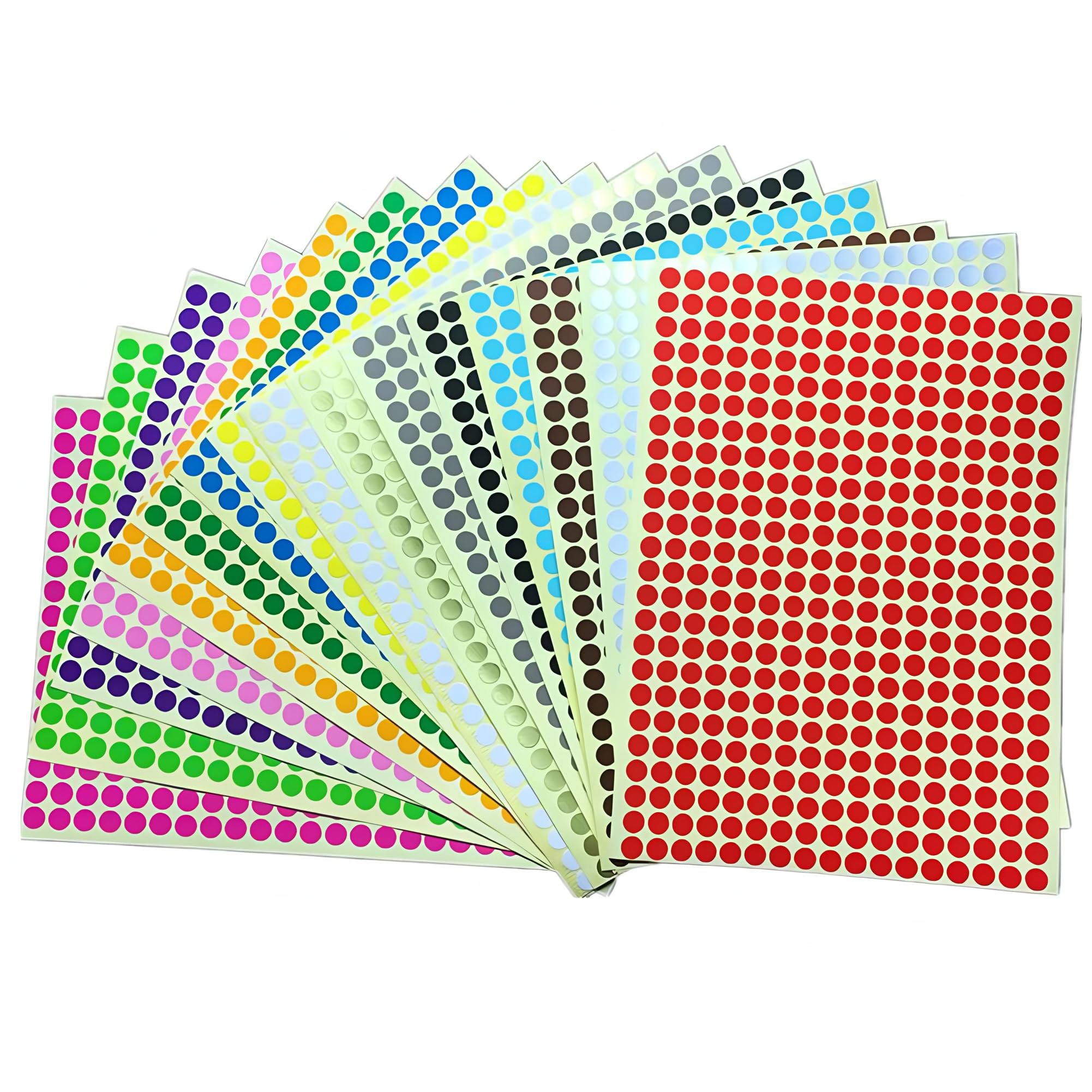 13056 Pieces Coloured Dot Stickers, 6 mm Sticky Round Color Coding Labels, 0.25" 1/4" inch Self Adhesive Circle Price Stickers Dot Labels 16 Assorted Colours for Office, School, Calendar, Organizing