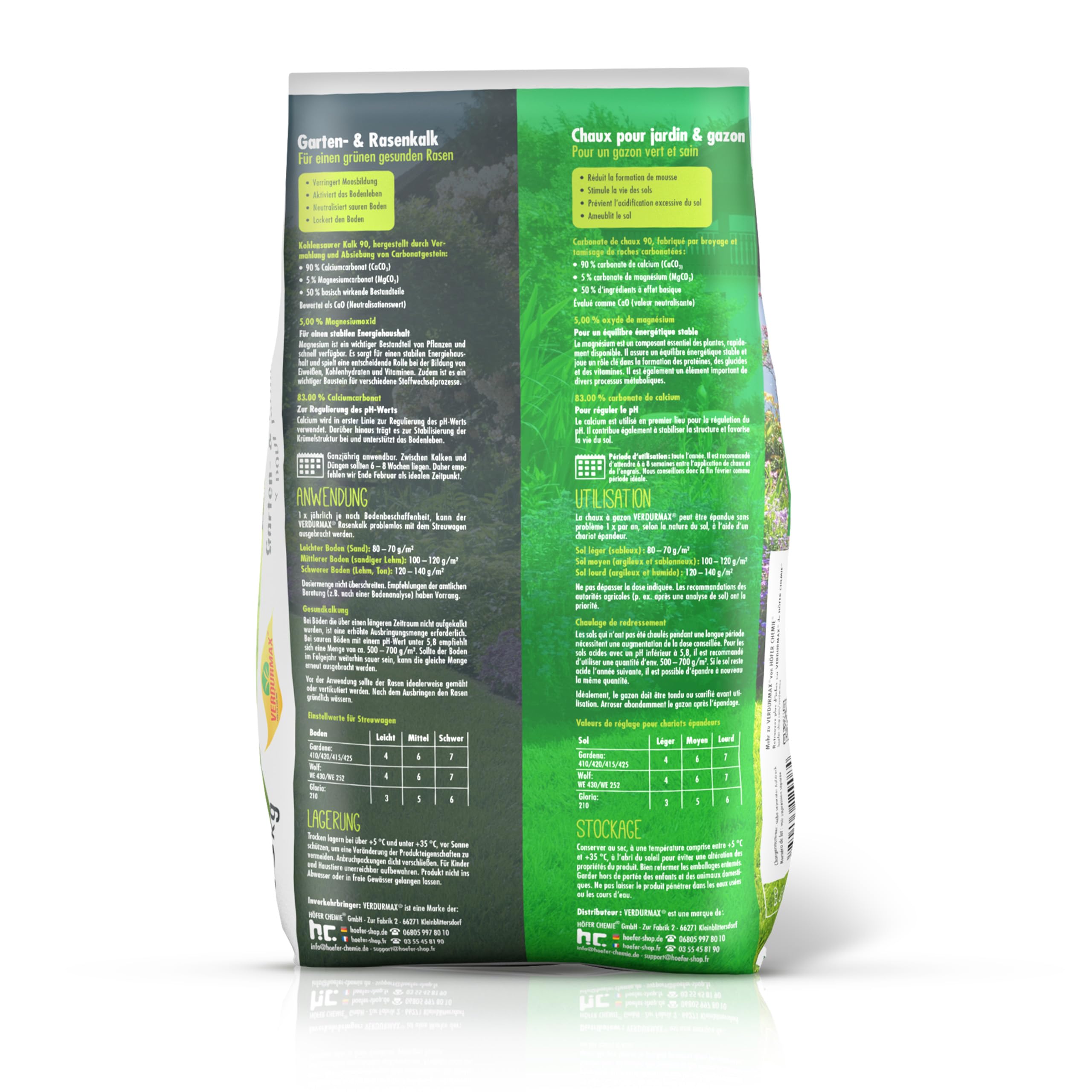 Verdurmax 15 kg de chaux pour jardin et pelouse - Optimisation du pH - Amendement calcaire avec magnésium pour un vert intense - Améliore l’absorption des nutriments par l’herbe et les plantes