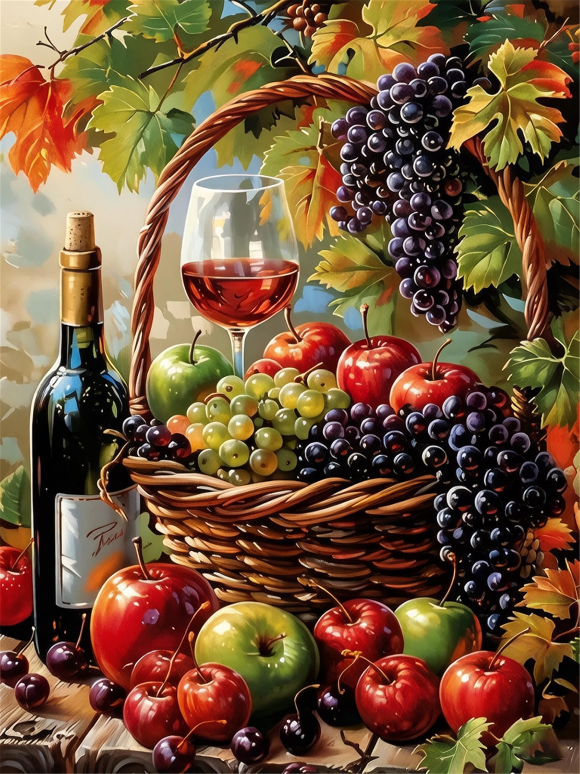 Jiqinsiye Fruit Basket Adult Paint By Number Kits,Painting Kits On Canvas,Large Color By Numbers Watercolor Gifts For Friends Home Wall Decor