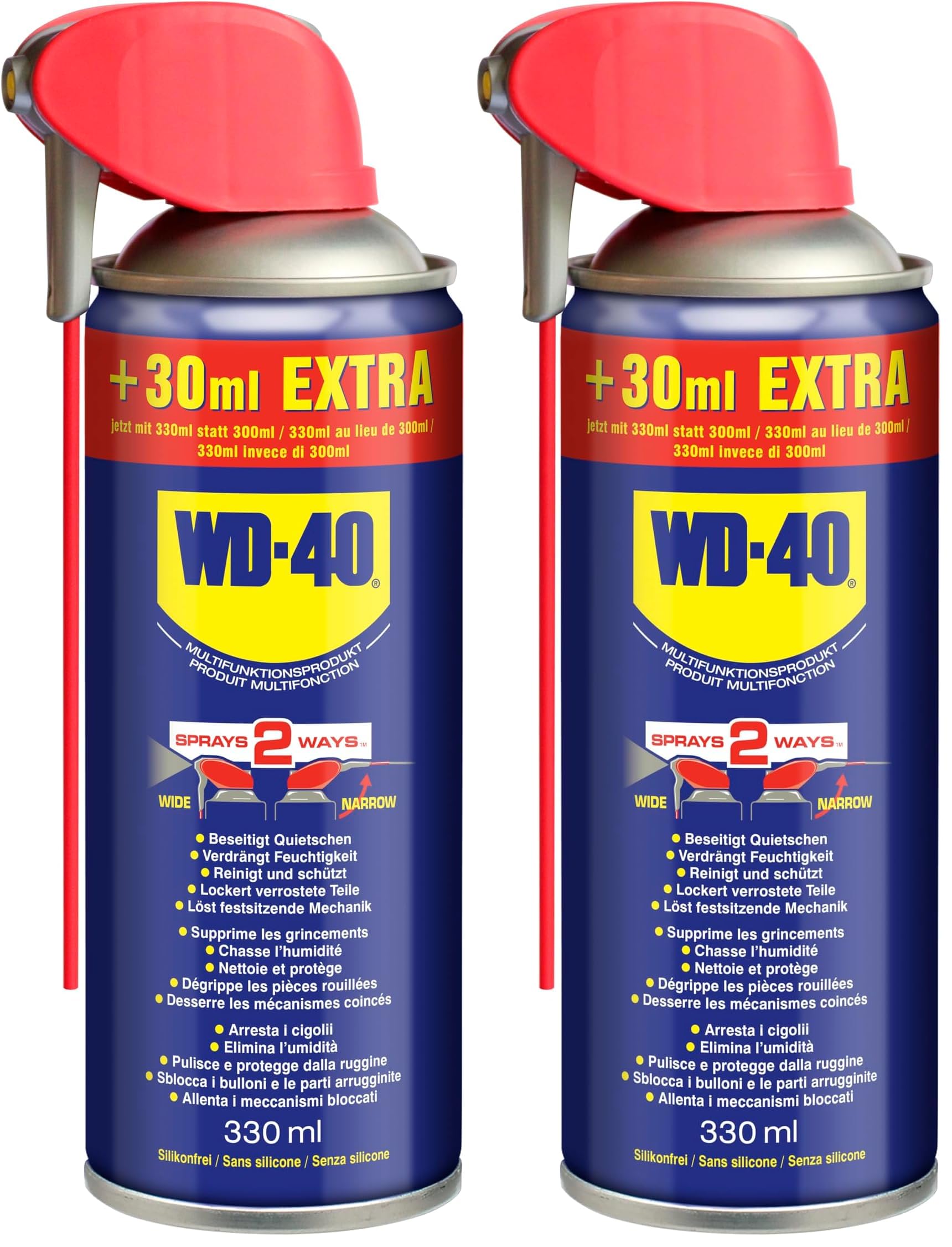 WD-40 Multifunktionsprodukt Smart Straw 330ml – Präzise Anwendung mit klappbarem Sprührohr, löst festsitzende Mechaniken & Rost, beseitigt Quietschen, verdrängt Feuchtigkeit, schützt & reinigt