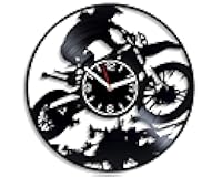 Kovides Vintage Motorcycle Racing Wall Clock, 12 inch Analog Display, Motocross Artwork, Xmas Gift for Man